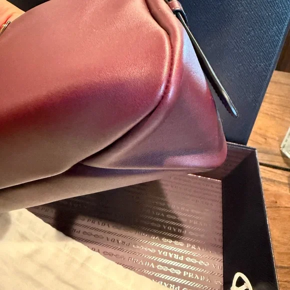 Prada Aimee Medium Deep Burgundy Shoulder Bag, new. - Picture 6 of 10